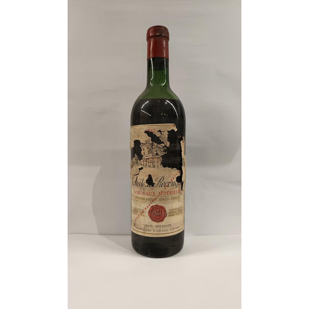Chateau Recougne - Bordeaux Sup - 1962 - 0.75cl