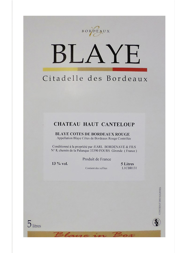 Château Haut Canteloup BIB 5L - Blaye - Rouge