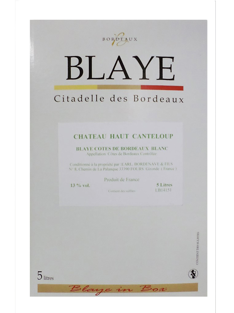 Château Haut Canteloup BIB 5L - Blaye blanc