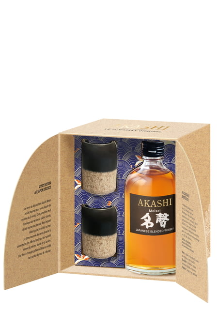 Coffret Whisky Akashi Meisei + 2 verres japonais