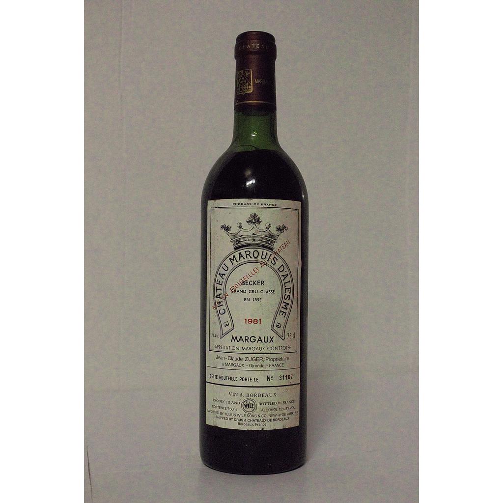 Château Marquis d'Alesme Becker - Margaux - 3ème GCC -  1981 - 75cl