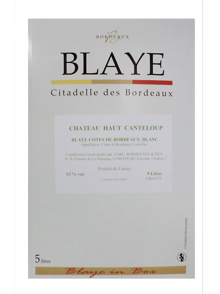 Château Haut Canteloup BIB 10L - Blaye blanc
